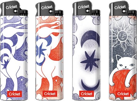 CRICKET disposable flint lighter "Astrokitty" assorted