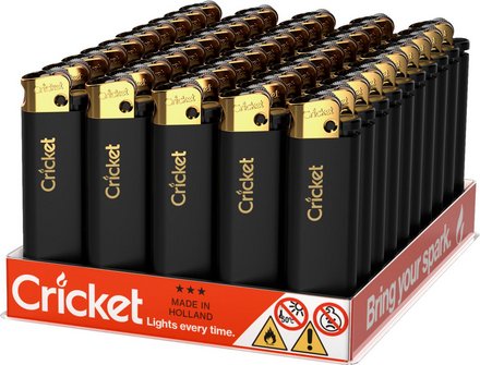 CRICKET disposable flint lighter "Black Matte Gold"