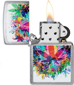 ZIPPO chrom gebürstet color "Colourful Cannabis" 60006901