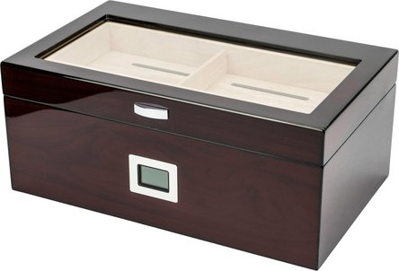 Humidor Cherry Finish  hi-gloss/Glasdeckel für ca. 75 Zig.