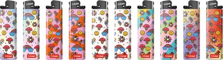 CRICKET lighter assortment 2025, 150 Lighters+ 16 Fireflex